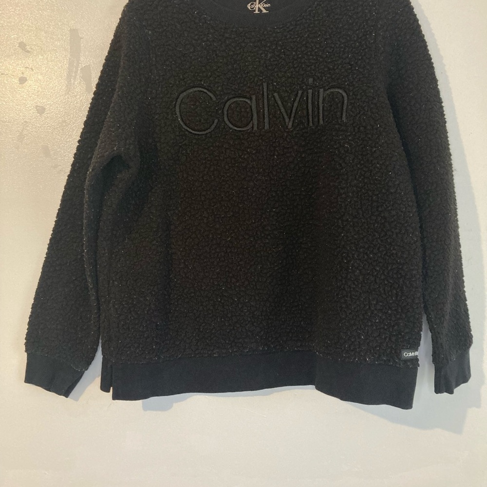 Calvin Klein Textured Black Crewneck Pullover Woman Sweater Top Size M